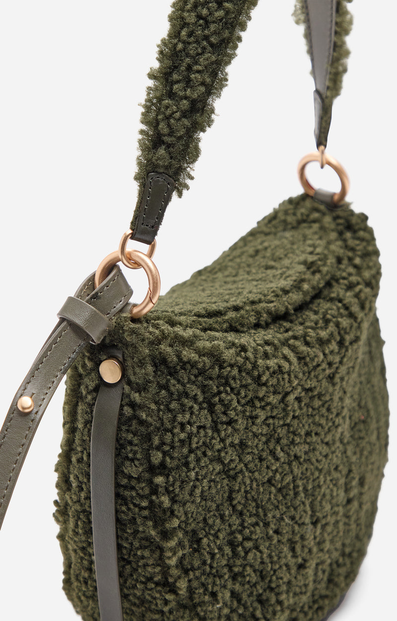 Petit sac Daily en shearling - Kaki