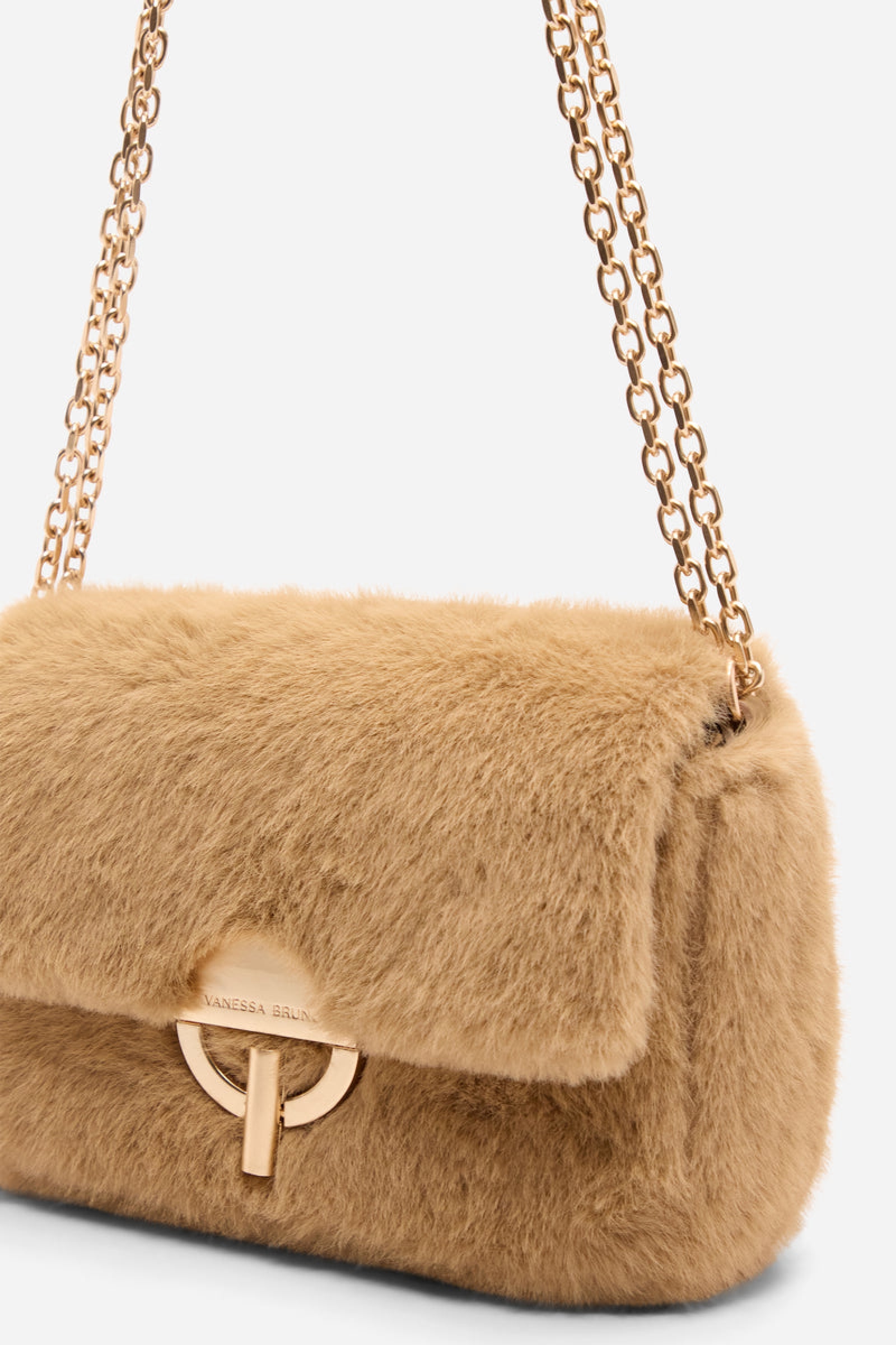 Medium Moon bag in faux fur - Beige