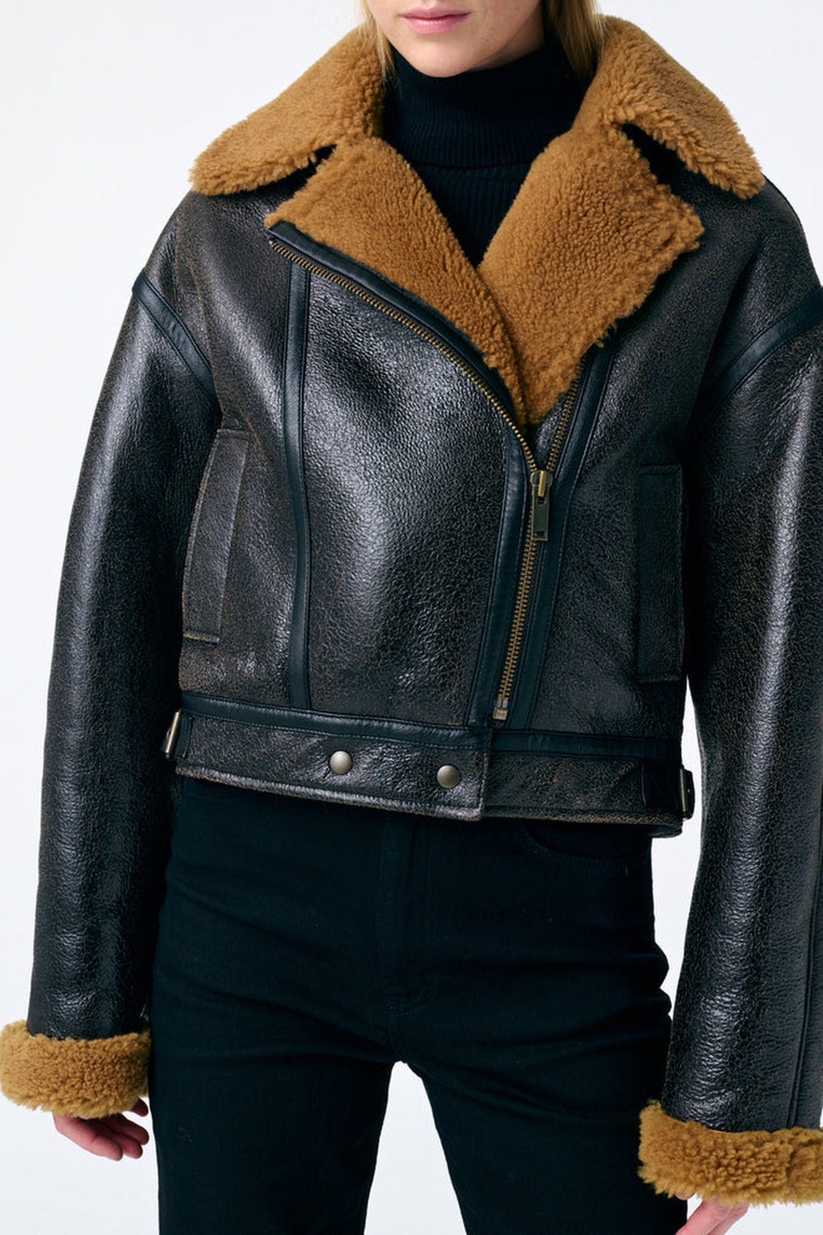 RECO : 500 // Blouson Fernie en cuir - Brun
