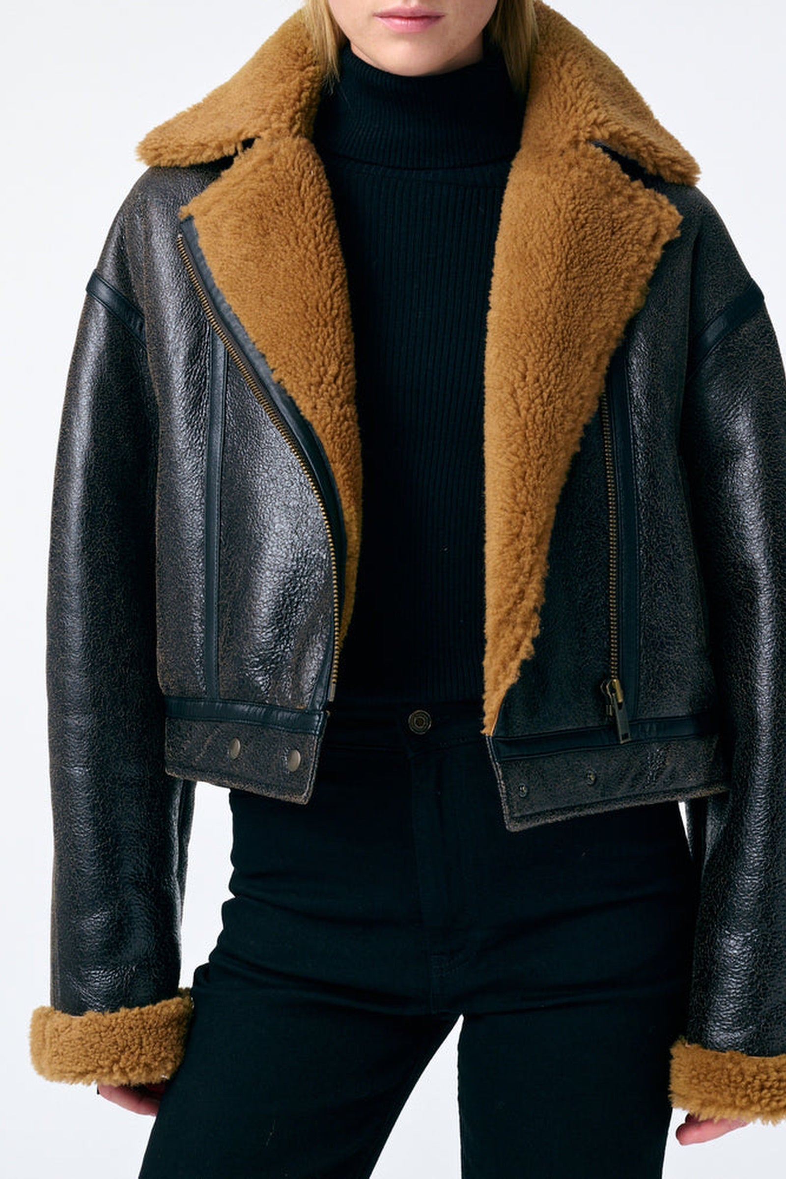 RECO : 500 // Blouson Fernie en cuir - Brun