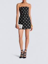 Robe courte à pois brodés - Noir & Cristal