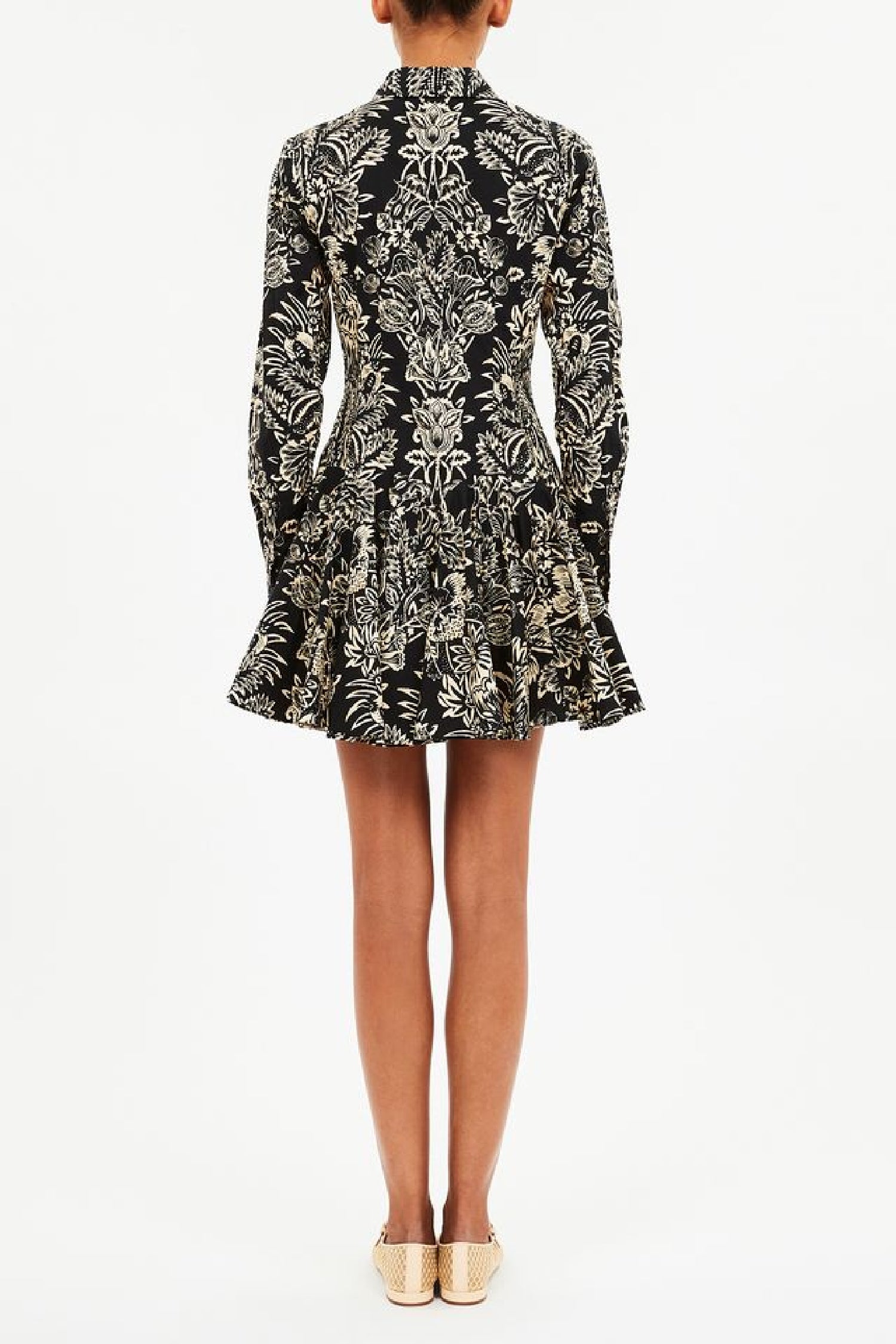 Robe mini Taliah à manches longues - Noir Flora