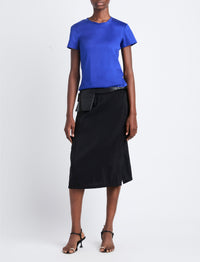T-shirt cintré en satin - Cobalt