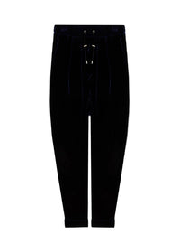 Pantalon bas en velours à l'entrejambe - Bleu Marine