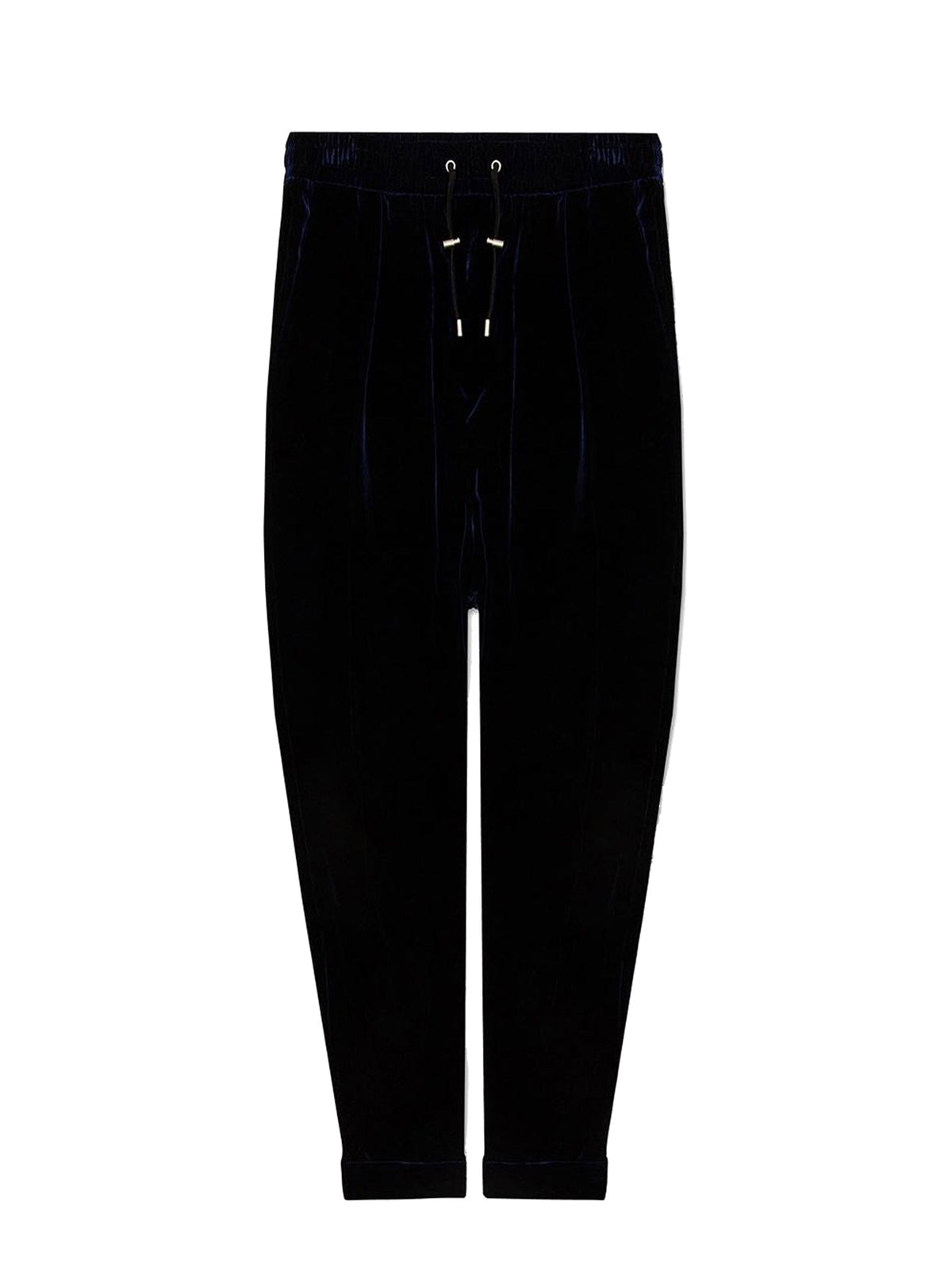 Pantalon bas en velours à l'entrejambe - Bleu Marine