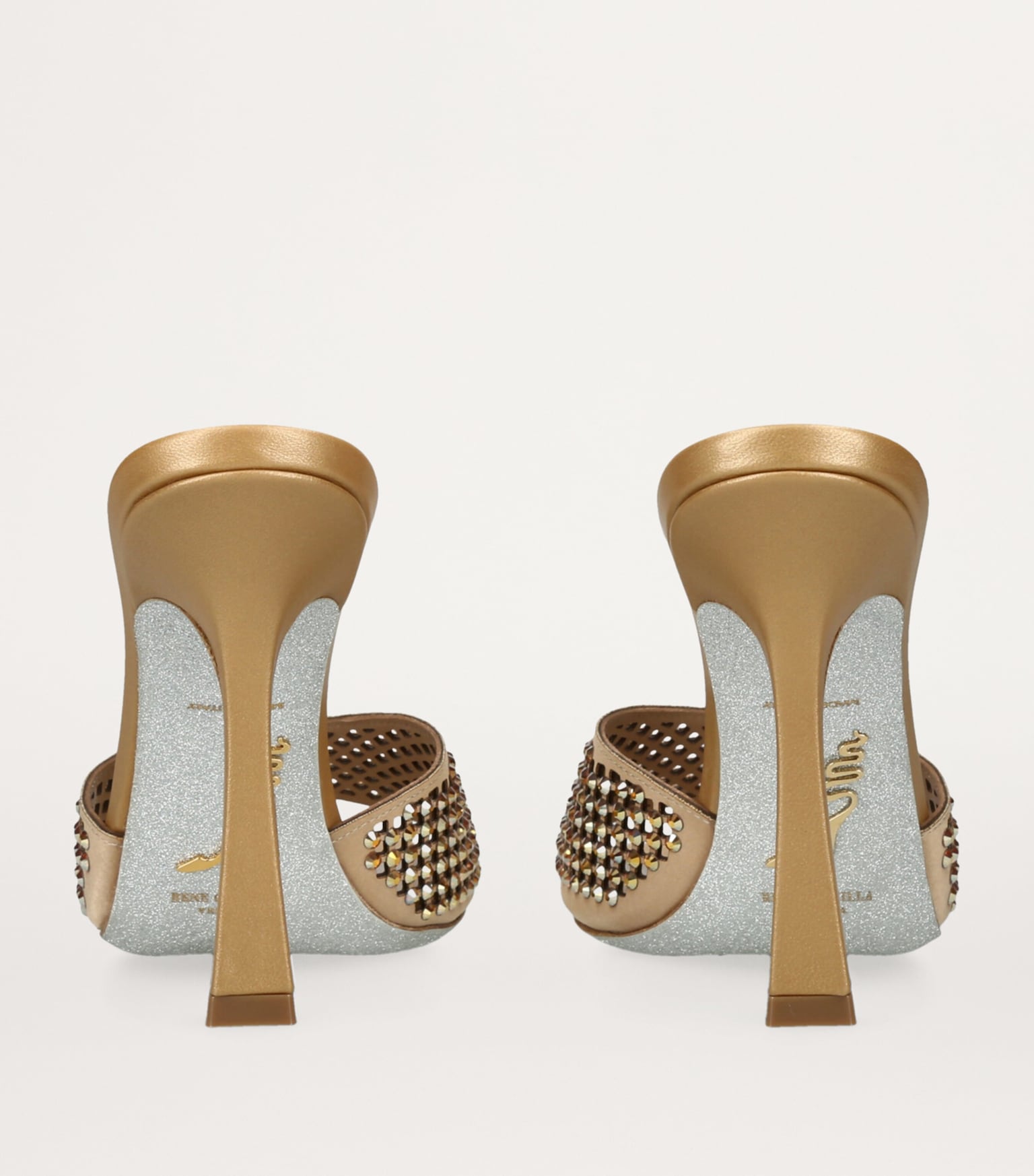 Sandales à talons Ginger 105 à strass en satin - Oro & Sunshine