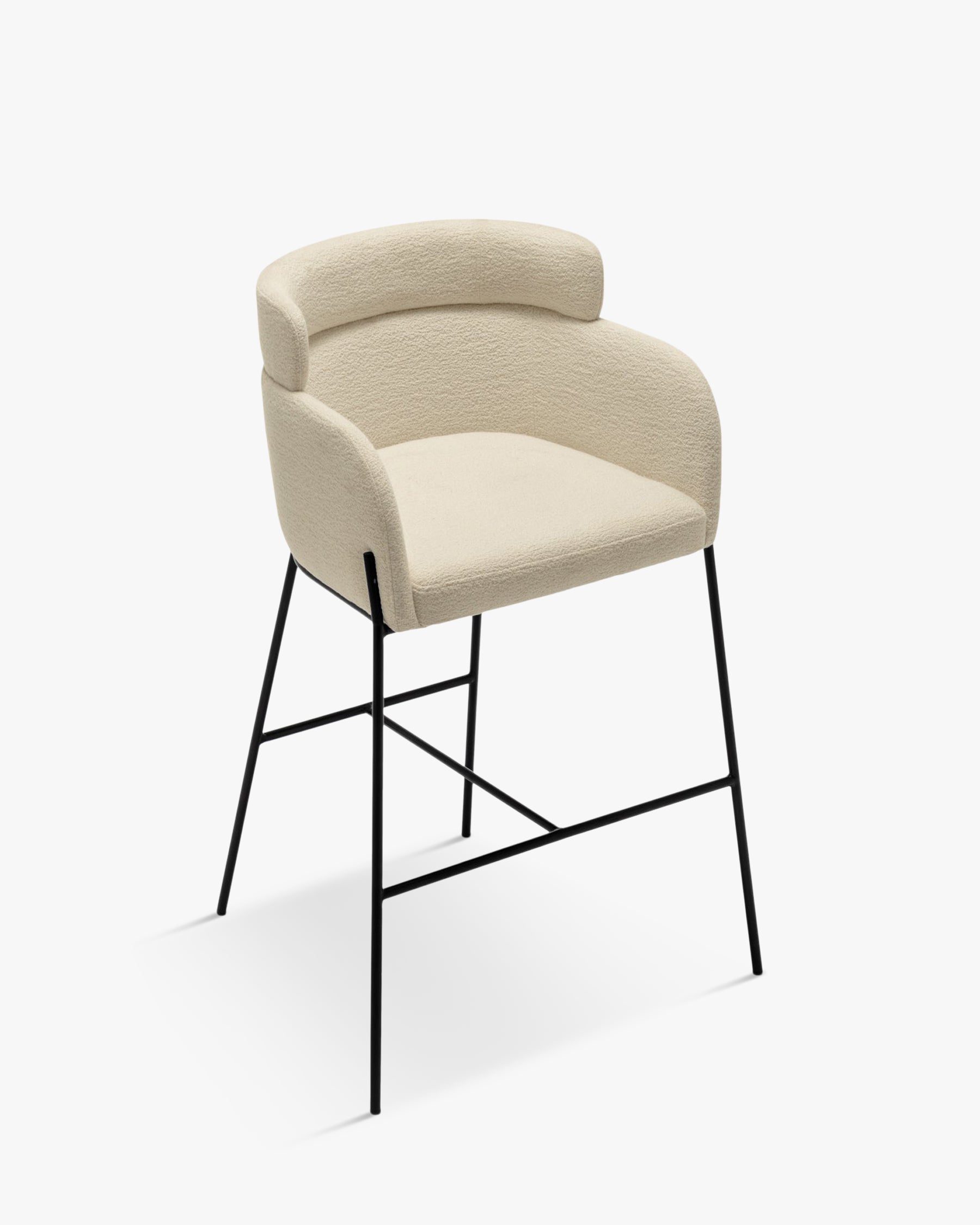 Tabouret de bar Baron - Blanc Bouclette