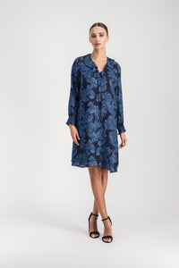 Robe details volants - Bleu Denim
