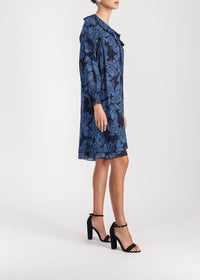 Silk dress with ruffled detailing - Blue