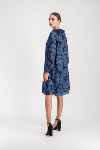 Robe details volants - Bleu Denim