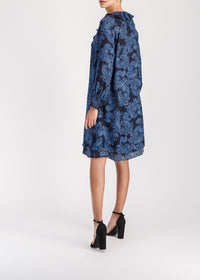 Silk dress with ruffled detailing - Blue