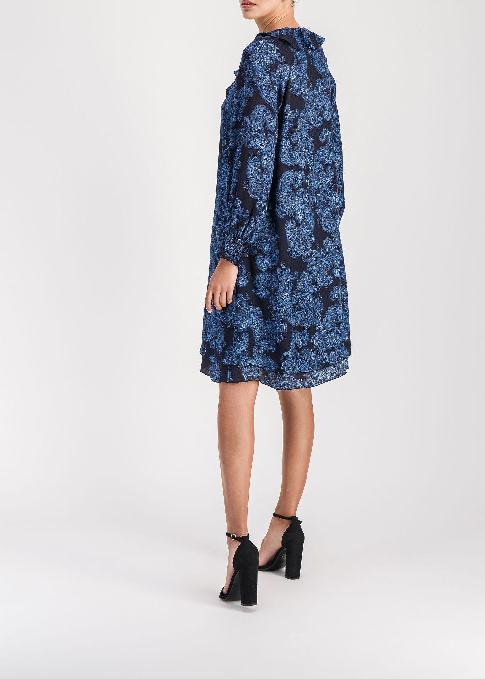Silk dress with ruffled detailing - Blue