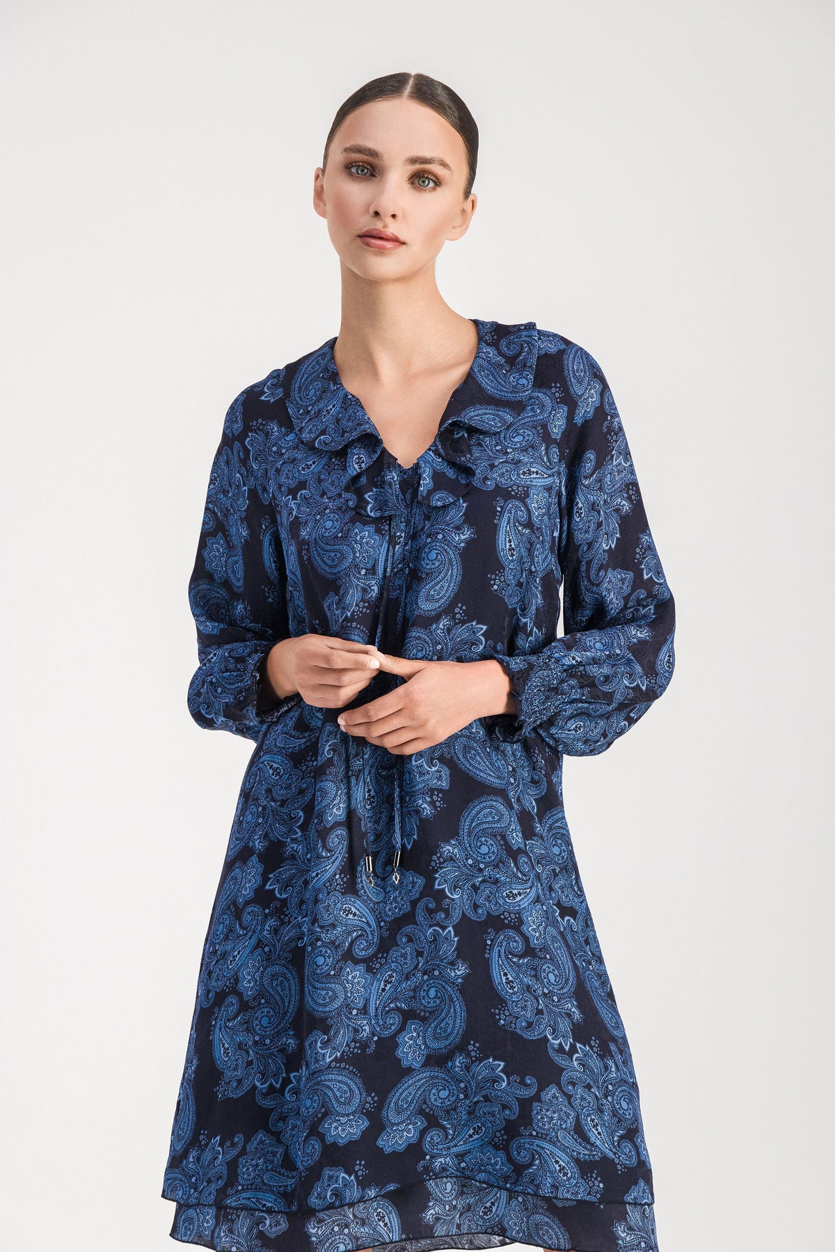 Robe details volants - Bleu Denim