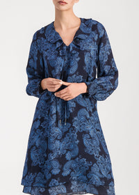 Silk dress with ruffled detailing - Blue