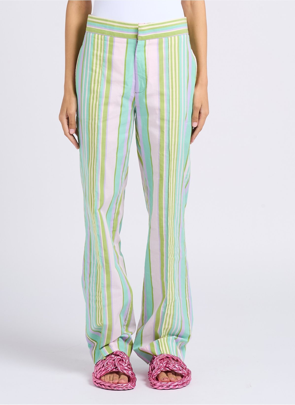 Pantalon souky décontracté taille haute - Turquoise