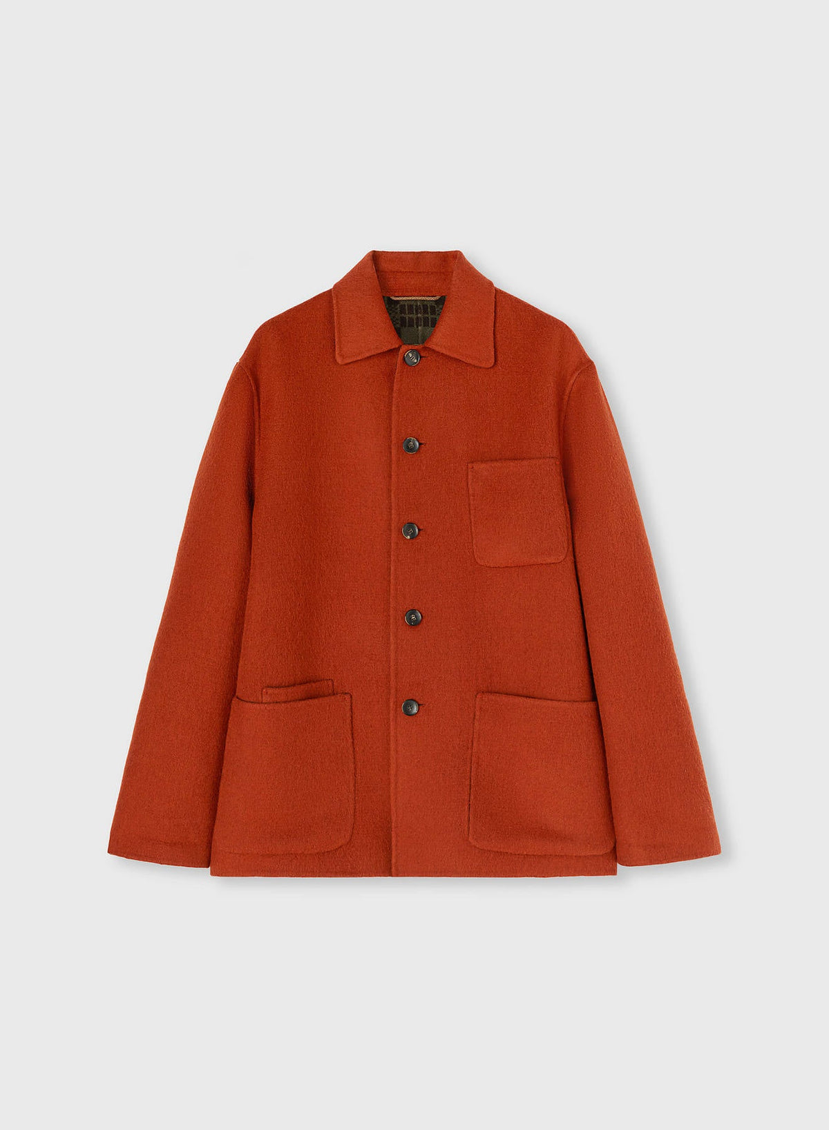 CLAY AND MILITARY GREEN DOUBLE JACQUARD REVERSIBLE OVERSHIRT