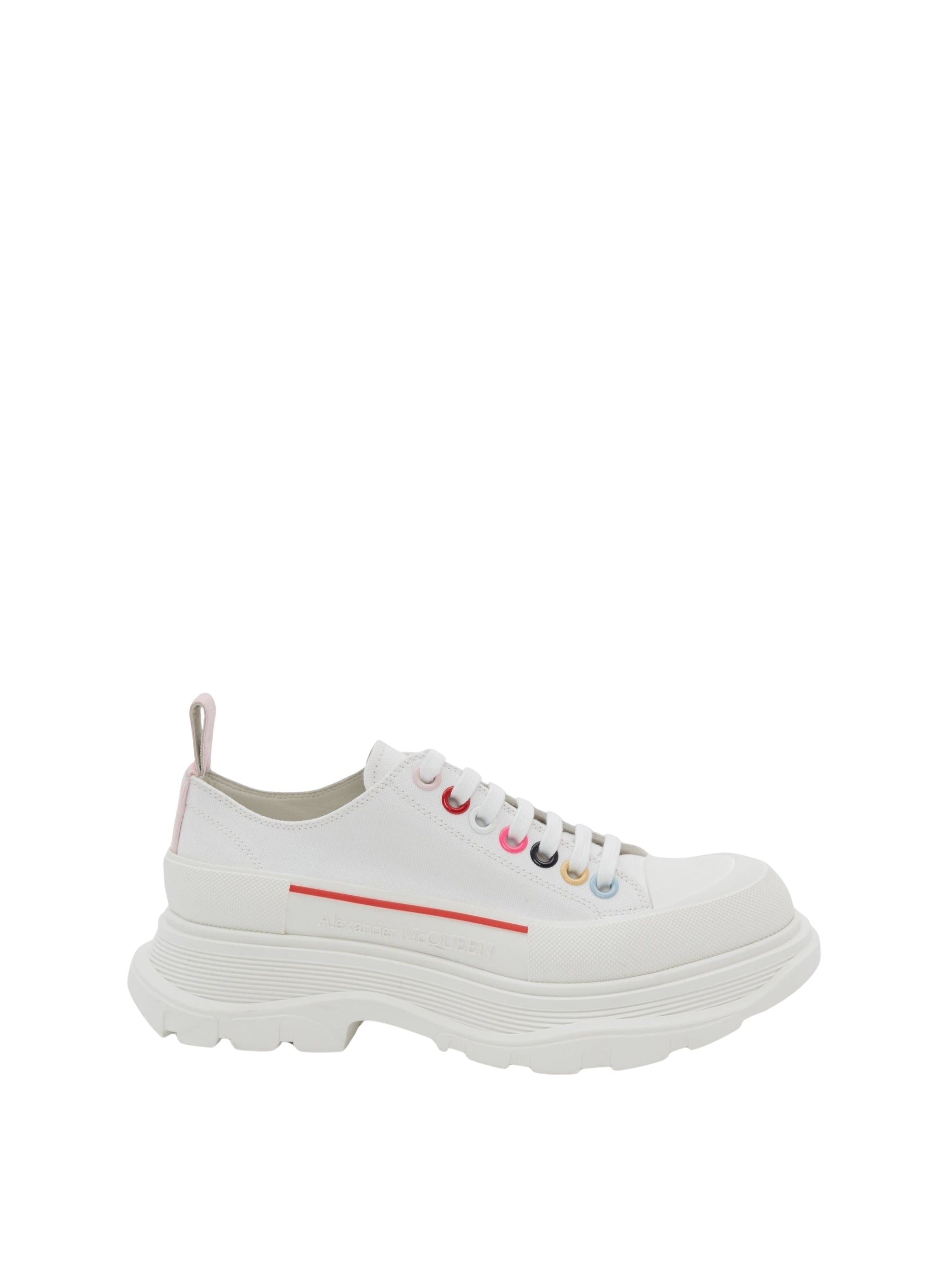 Sneakers à lacets en tissu - White