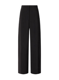 BLACK // black wide-leg slit buckled trousers