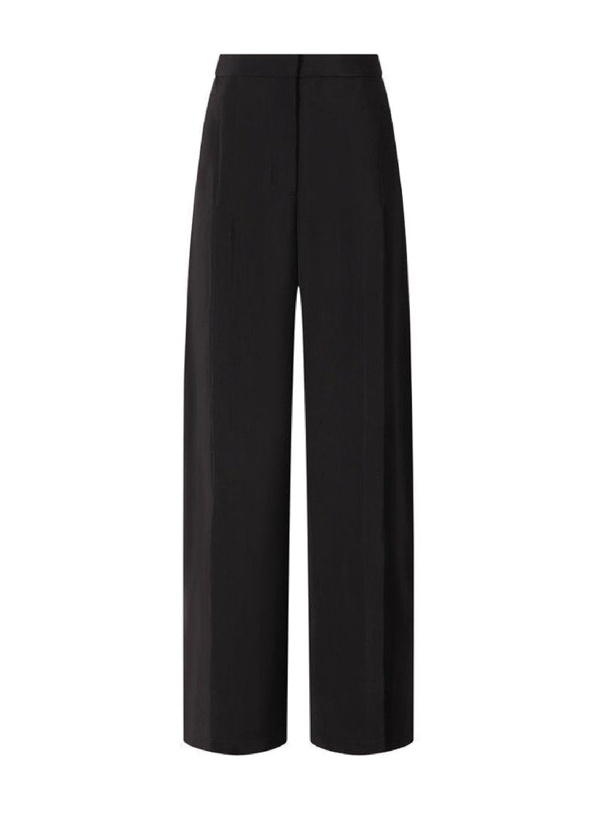BLACK // black wide-leg slit buckled trousers