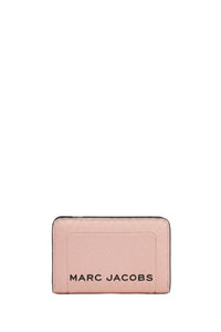 Portefeuille Compact zippé en cuir - Blush