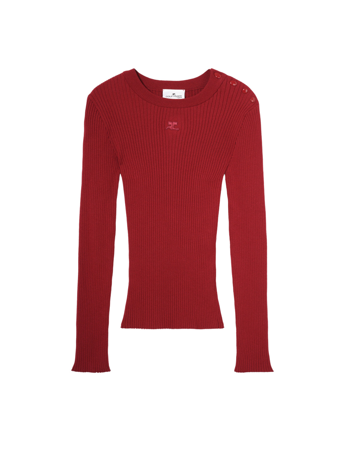 Pull à pressions aux épaules en maille côtelée - Grenat
