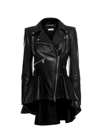 Veste à fermeture zippée en cuir - Black