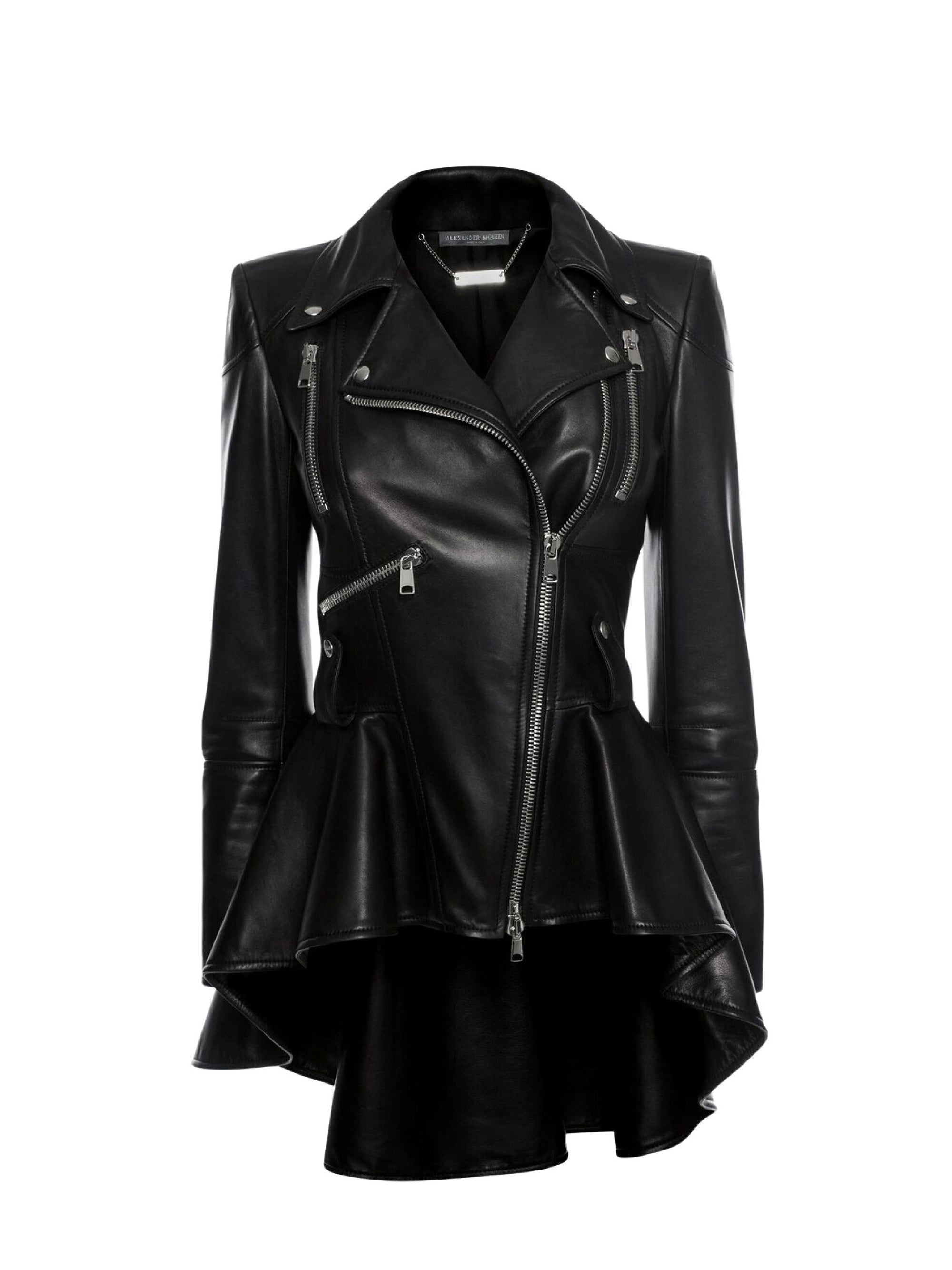 Veste à fermeture zippée en cuir - Black