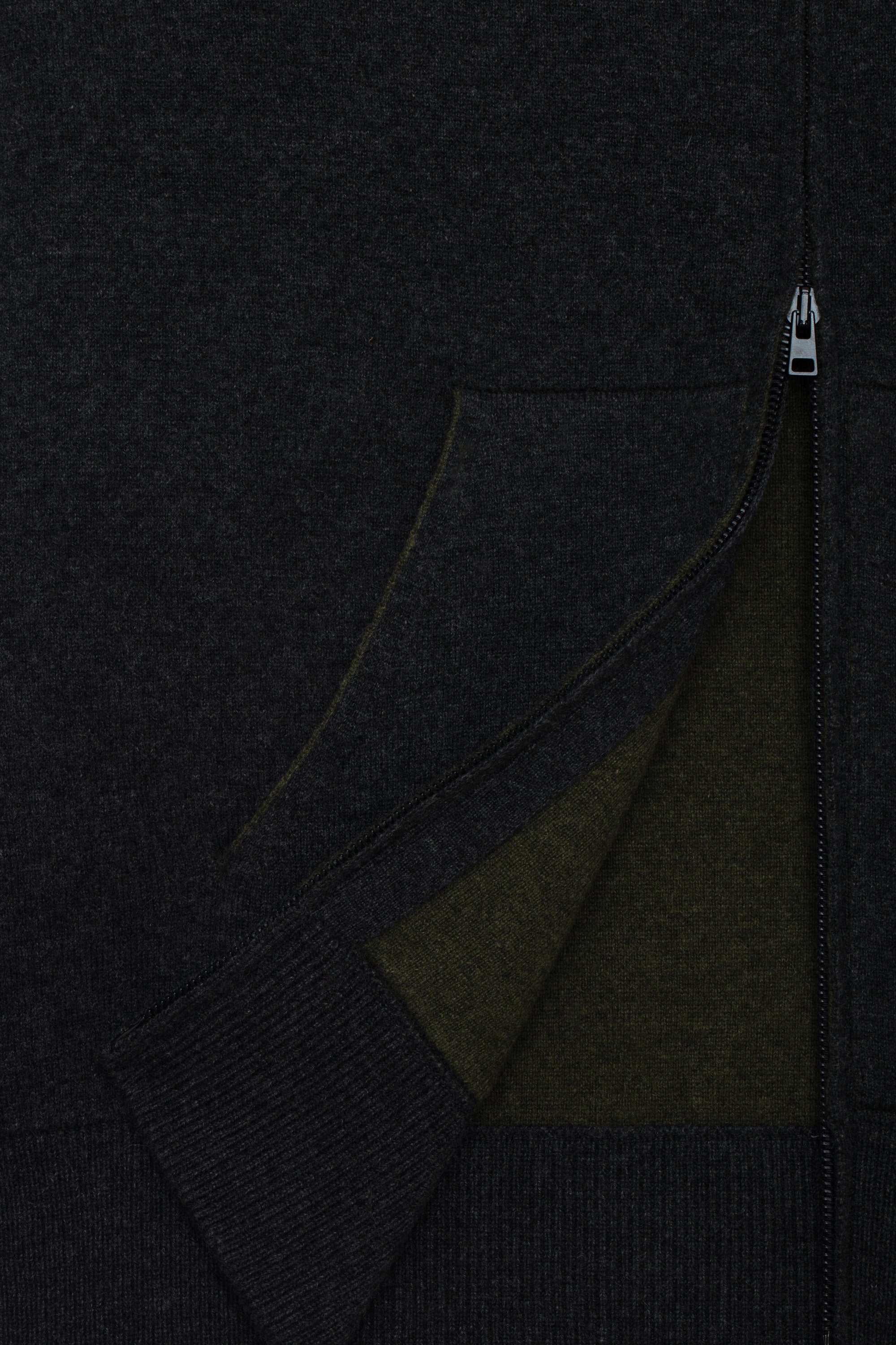 Gilet zippé Camille en cachemire - Anthracite & Kaki
