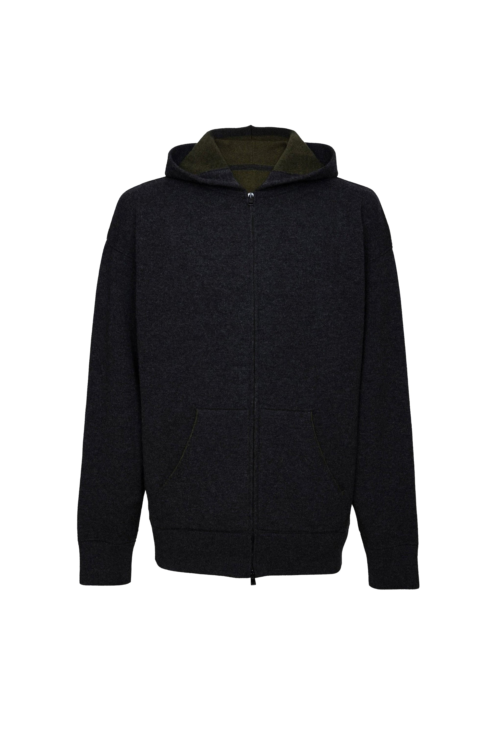 Gilet zippé Camille en cachemire - Anthracite & Kaki