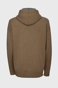 Sweat à capuche unisexe Claude en cachemire réversible - Camel & Gris Clair