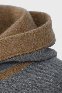 Sweat à capuche unisexe Claude en cachemire réversible - Camel & Gris Clair