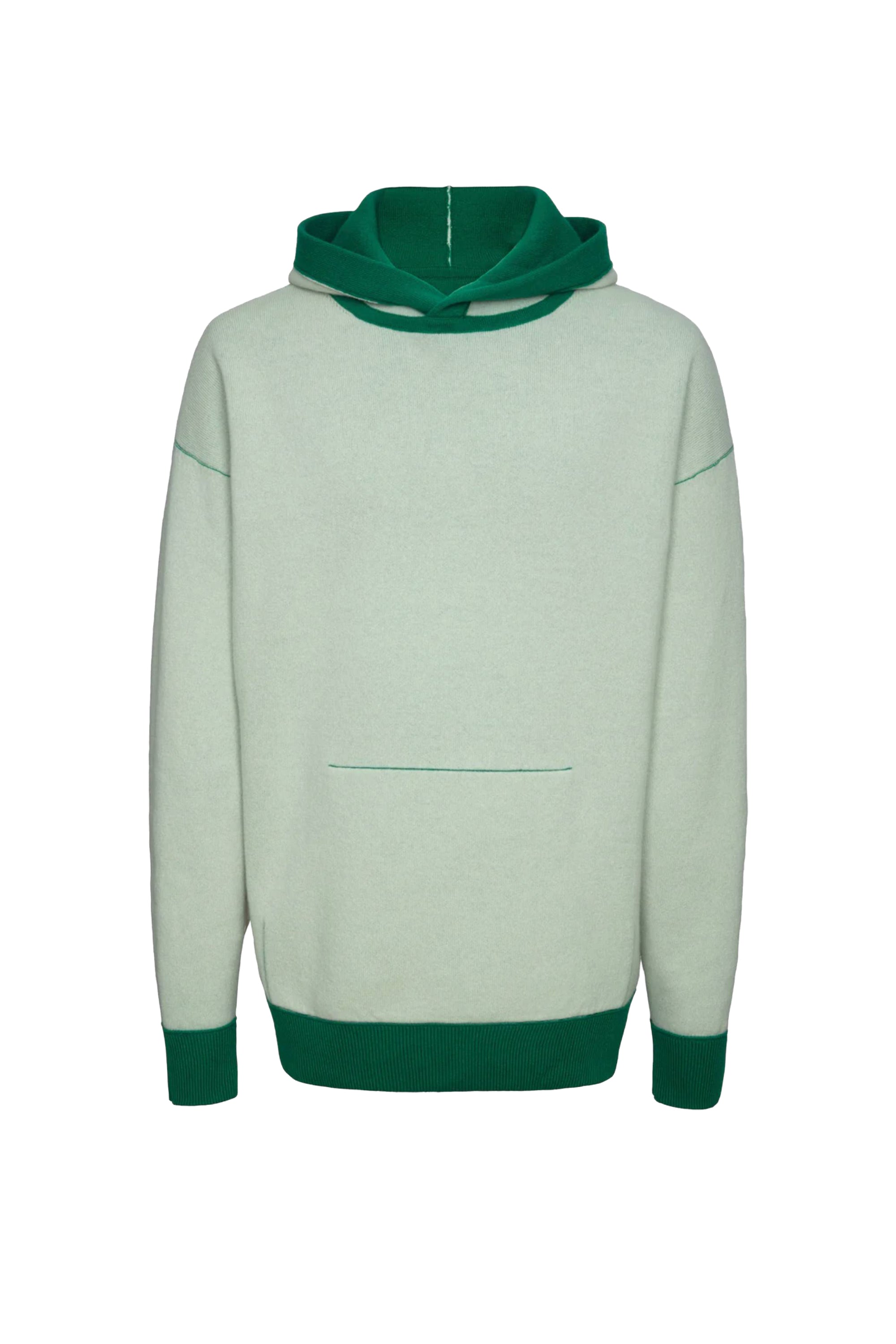Sweat à capuche unisexe Claude en cachemire réversible - Vert Golf & Lait