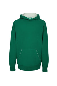 Sweat à capuche unisexe Claude en cachemire réversible - Vert Golf & Lait