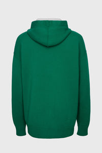 Sweat à capuche unisexe Claude en cachemire réversible - Vert Golf & Lait