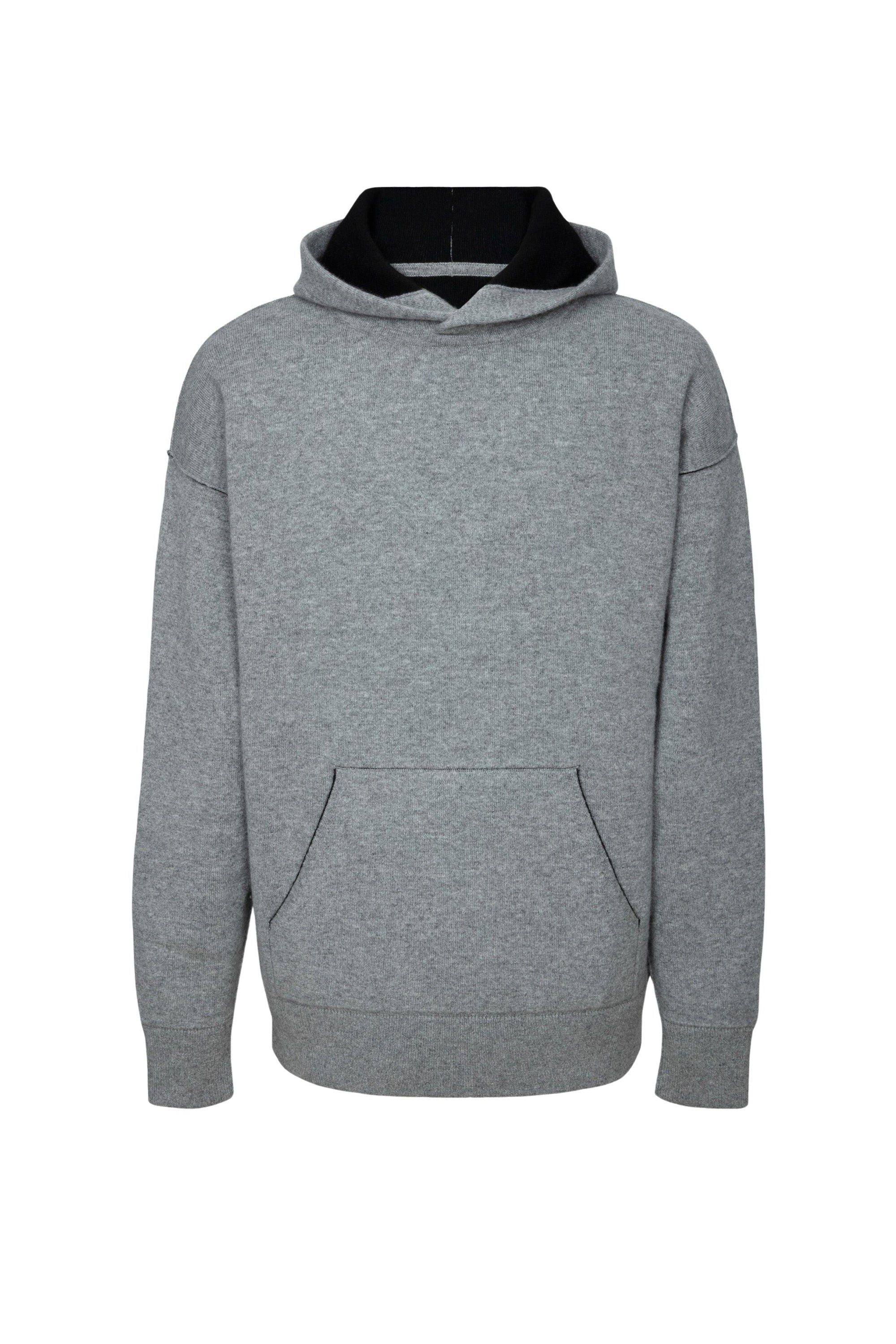 Sweat à capuche unisexe Driss en cachemire réversible - Gris Clair & Noir