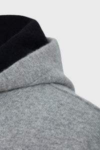 Sweat à capuche unisexe Driss en cachemire réversible - Gris Clair & Noir