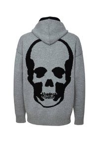 Sweat à capuche unisexe Driss en cachemire réversible - Gris Clair & Noir