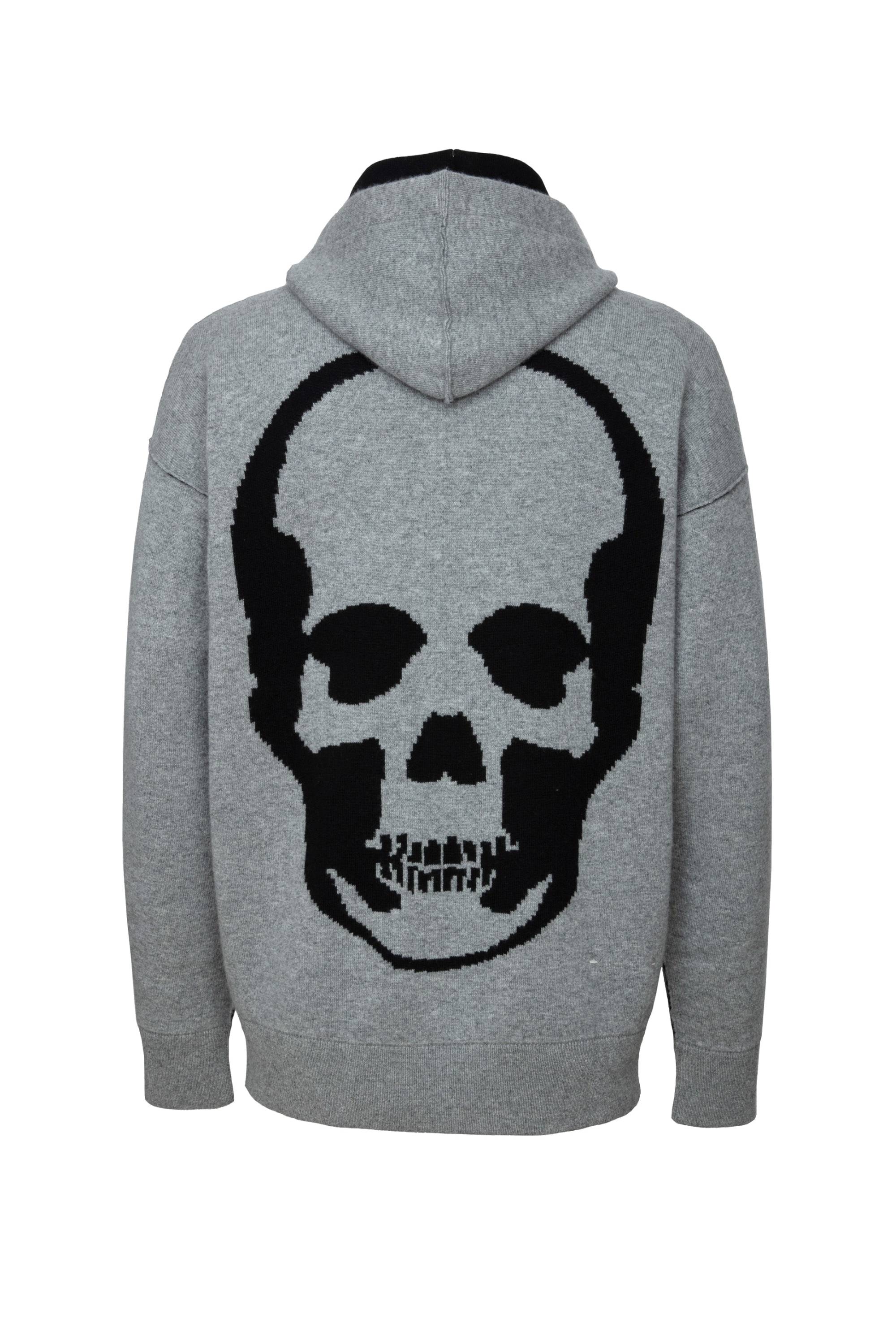 Sweat à capuche unisexe Driss en cachemire réversible - Gris Clair & Noir