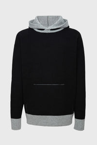 Sweat à capuche unisexe Driss en cachemire réversible - Gris Clair & Noir