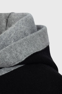 Sweat à capuche unisexe Driss en cachemire réversible - Gris Clair & Noir