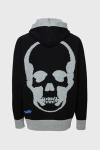 Sweat à capuche unisexe Driss en cachemire réversible - Gris Clair & Noir