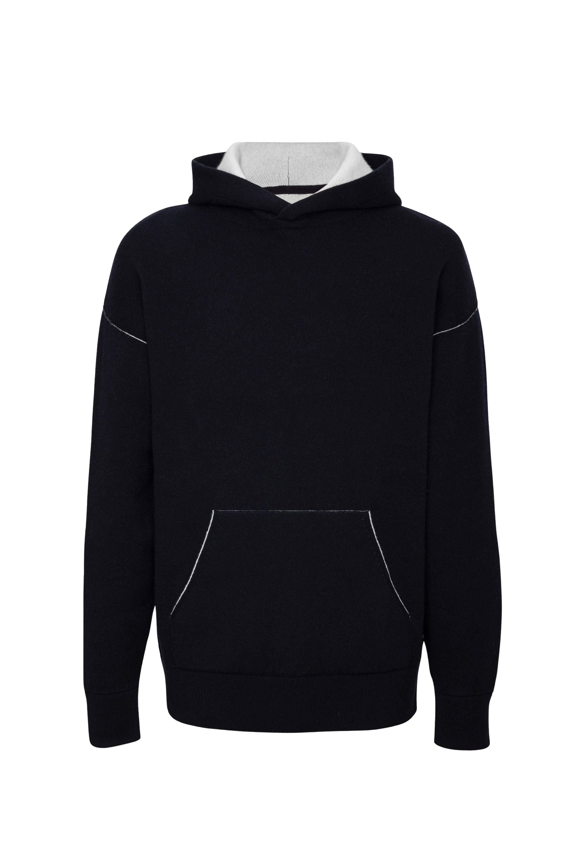 Sweat à capuche unisexe Driss en cachemire réversible - Encre & Lait