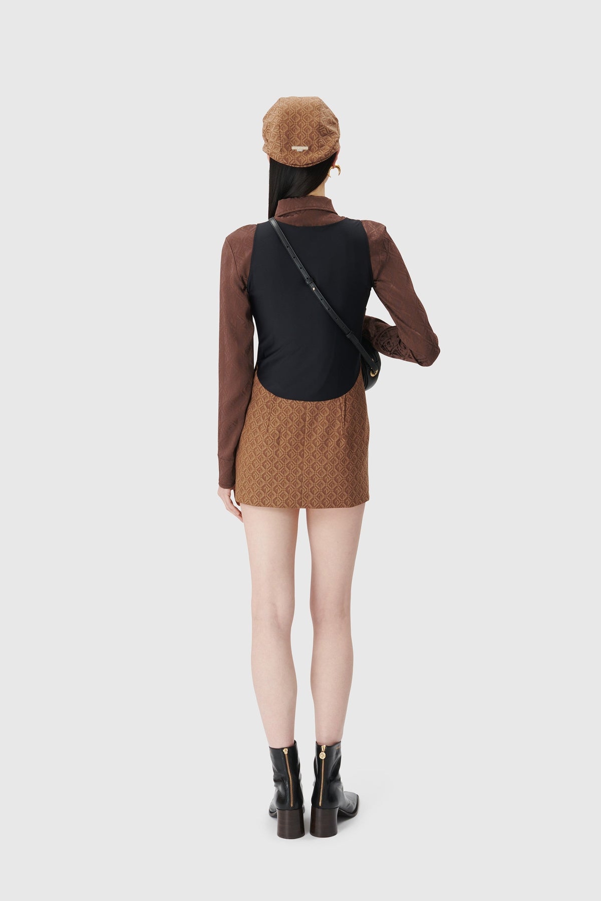 Blouse en satin jacquard Diamant Moon - Brown