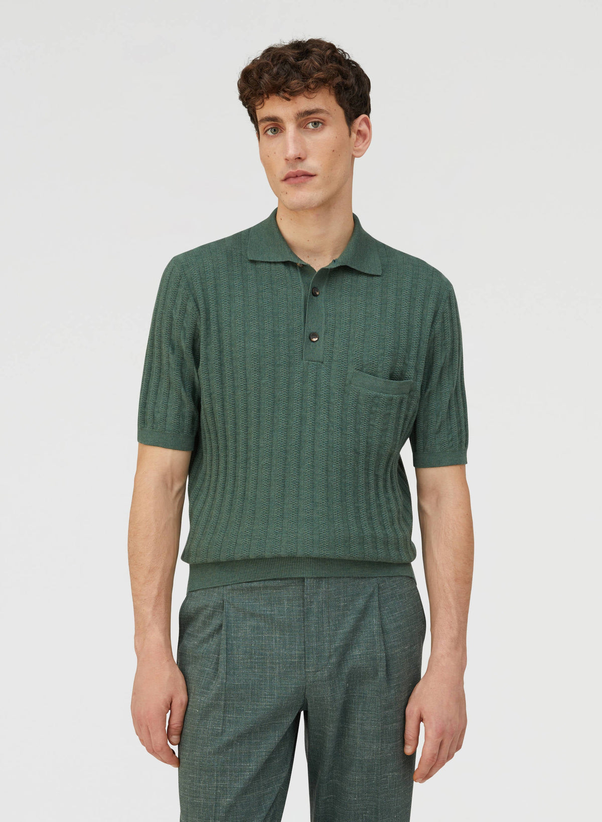 GREEN MINI CABLE POLO SHIRT