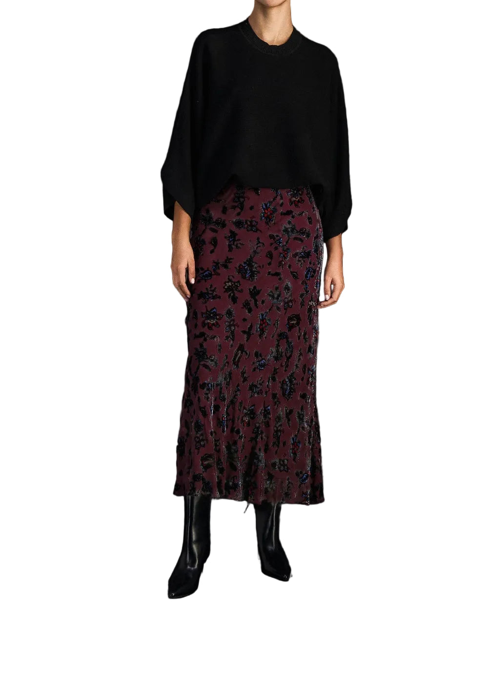 Oversized 3/4-sleeve woollen jumper - Black