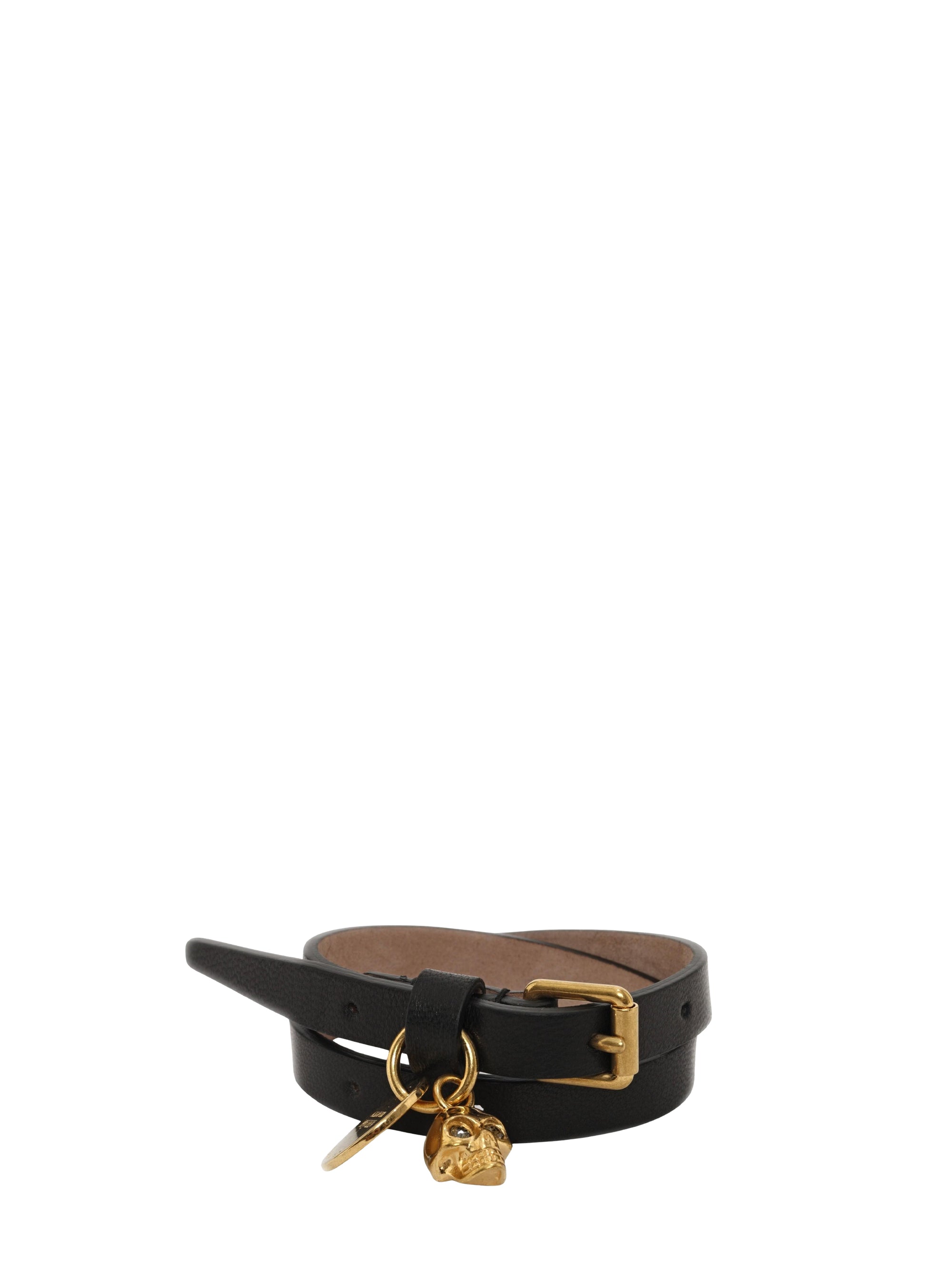 Bracelet avec cristaux Swarovski en cuir - Black