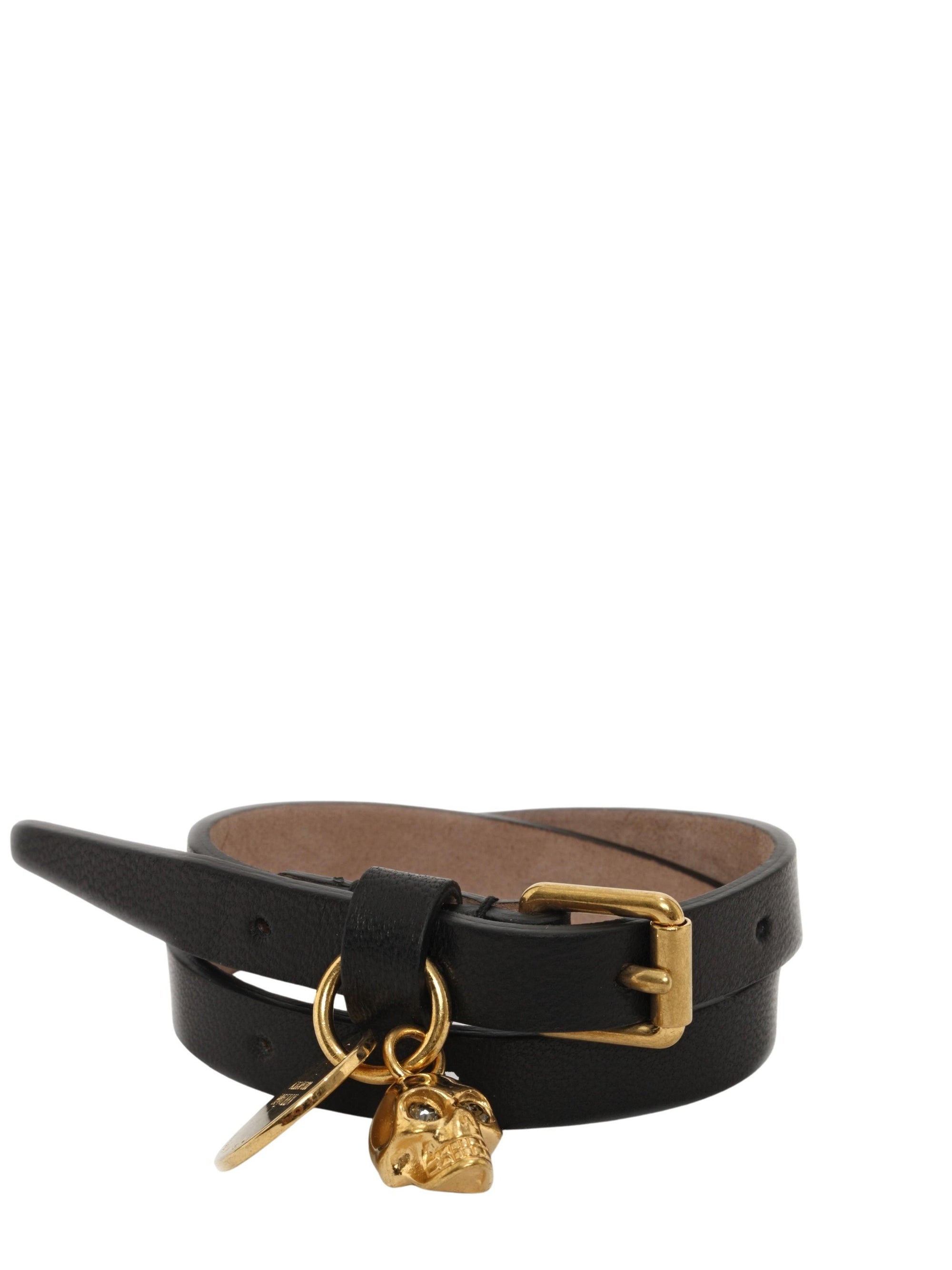 Bracelet avec cristaux Swarovski en cuir - Black