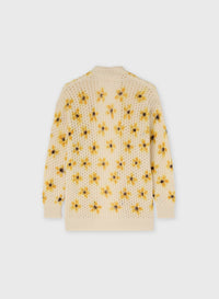 BUTTER PRINTED CASHMERE OPENWORK KNIT CARDIGAN