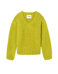 50's wool V-neck jumper - Chartreuse