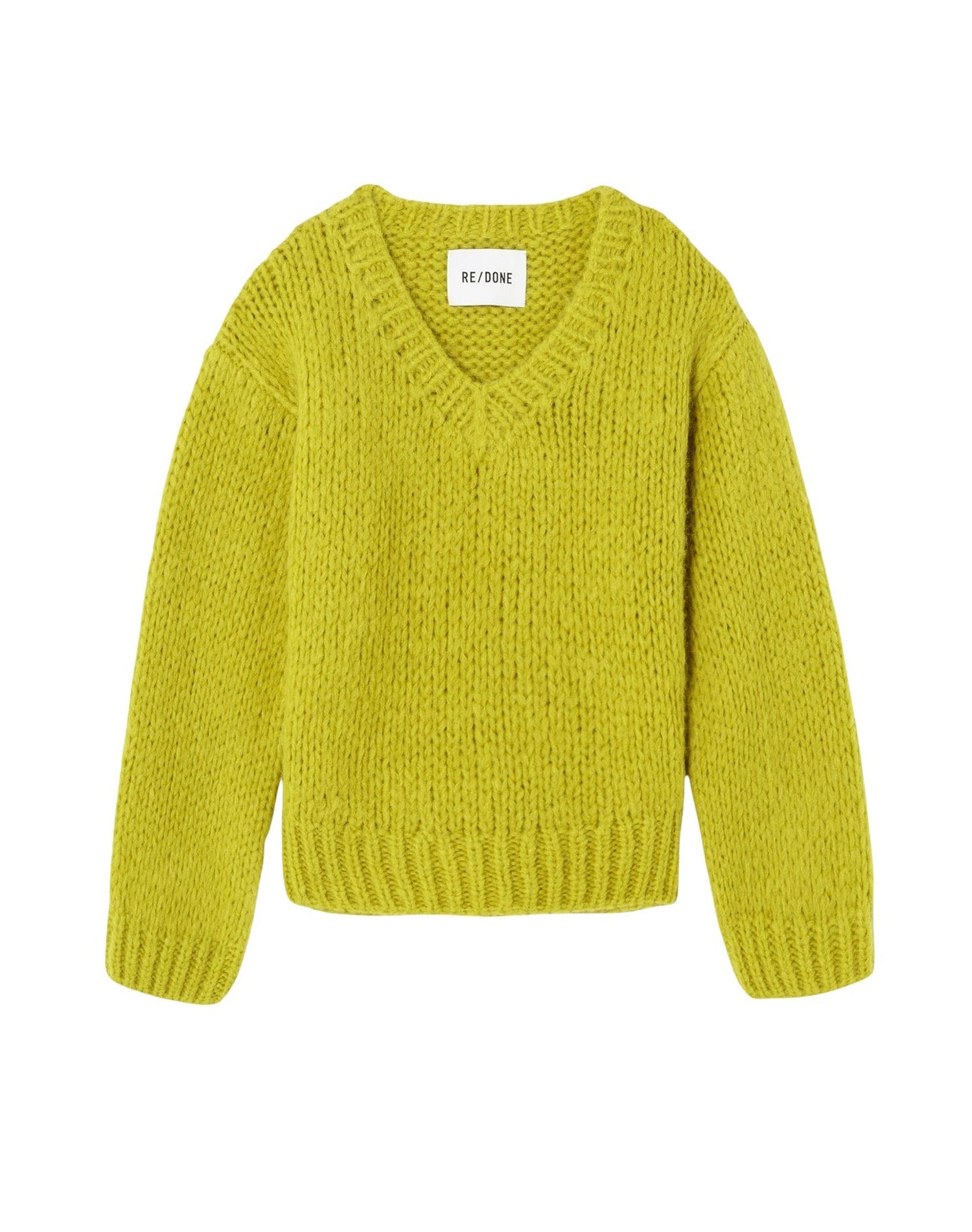 50's wool V-neck jumper - Chartreuse